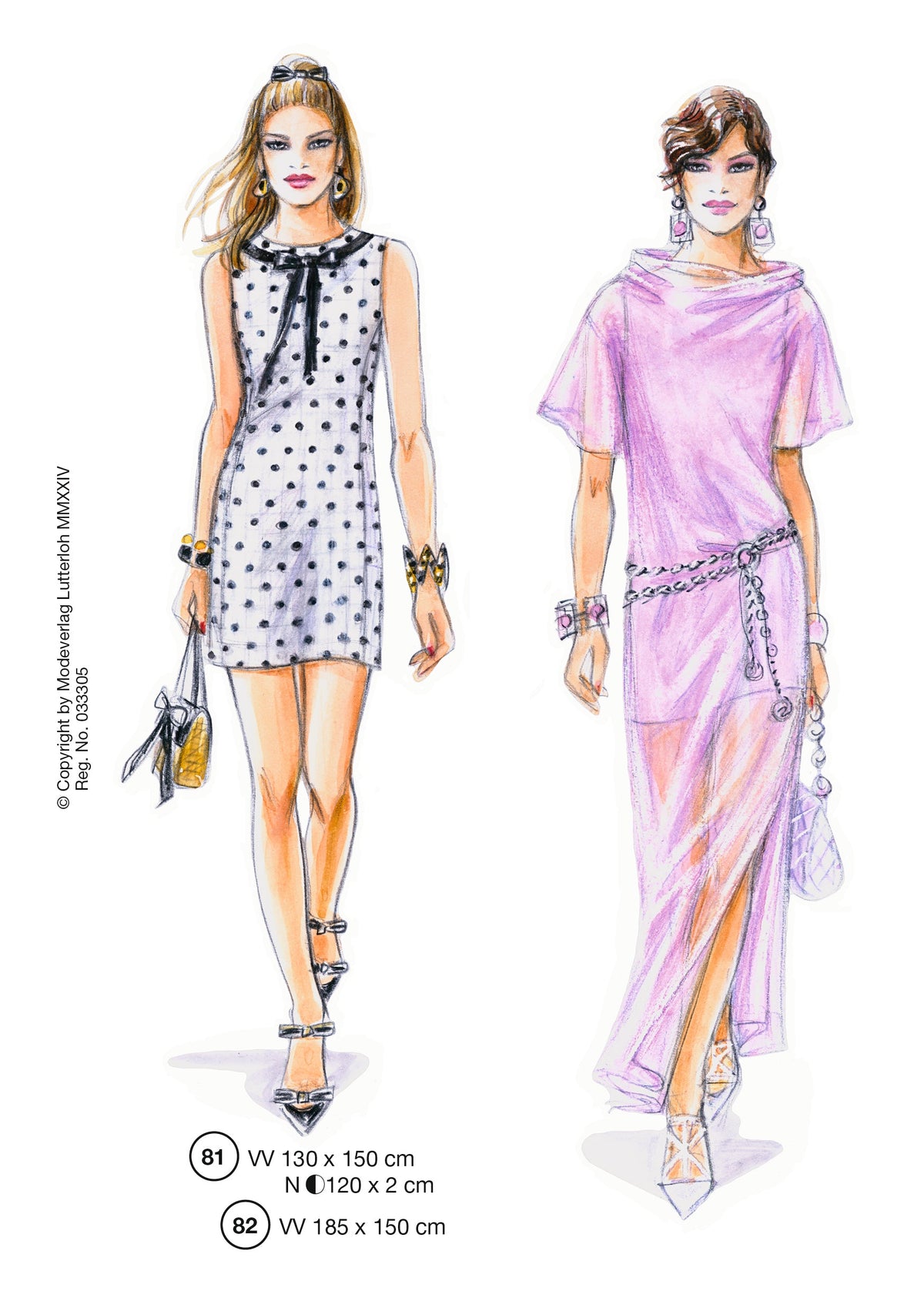 Fashion designs from the Lutterloh System® manual, page 33 of 112