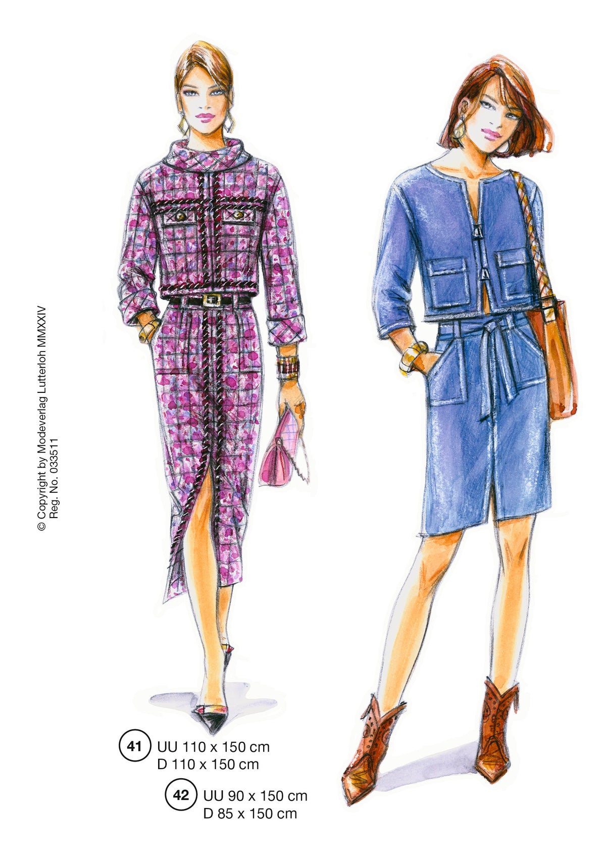 Fashion designs from the Lutterloh System® manual, page 17 of 112
