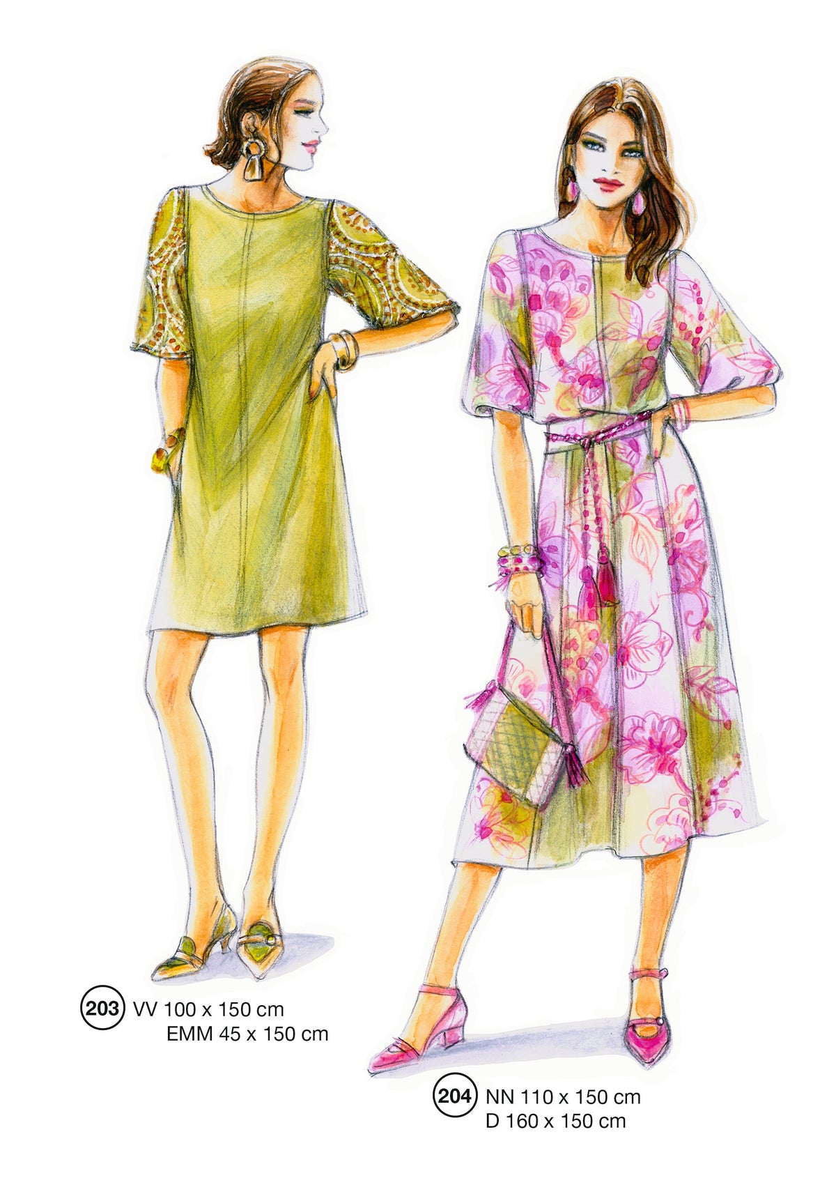 Fashion designs from the Lutterloh System® manual, page 82 of 112