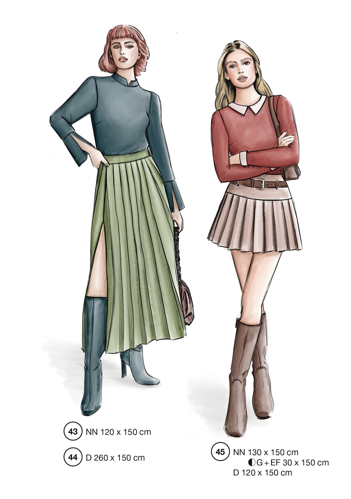 Fashion designs from the Lutterloh System® manual, page 18 of 112