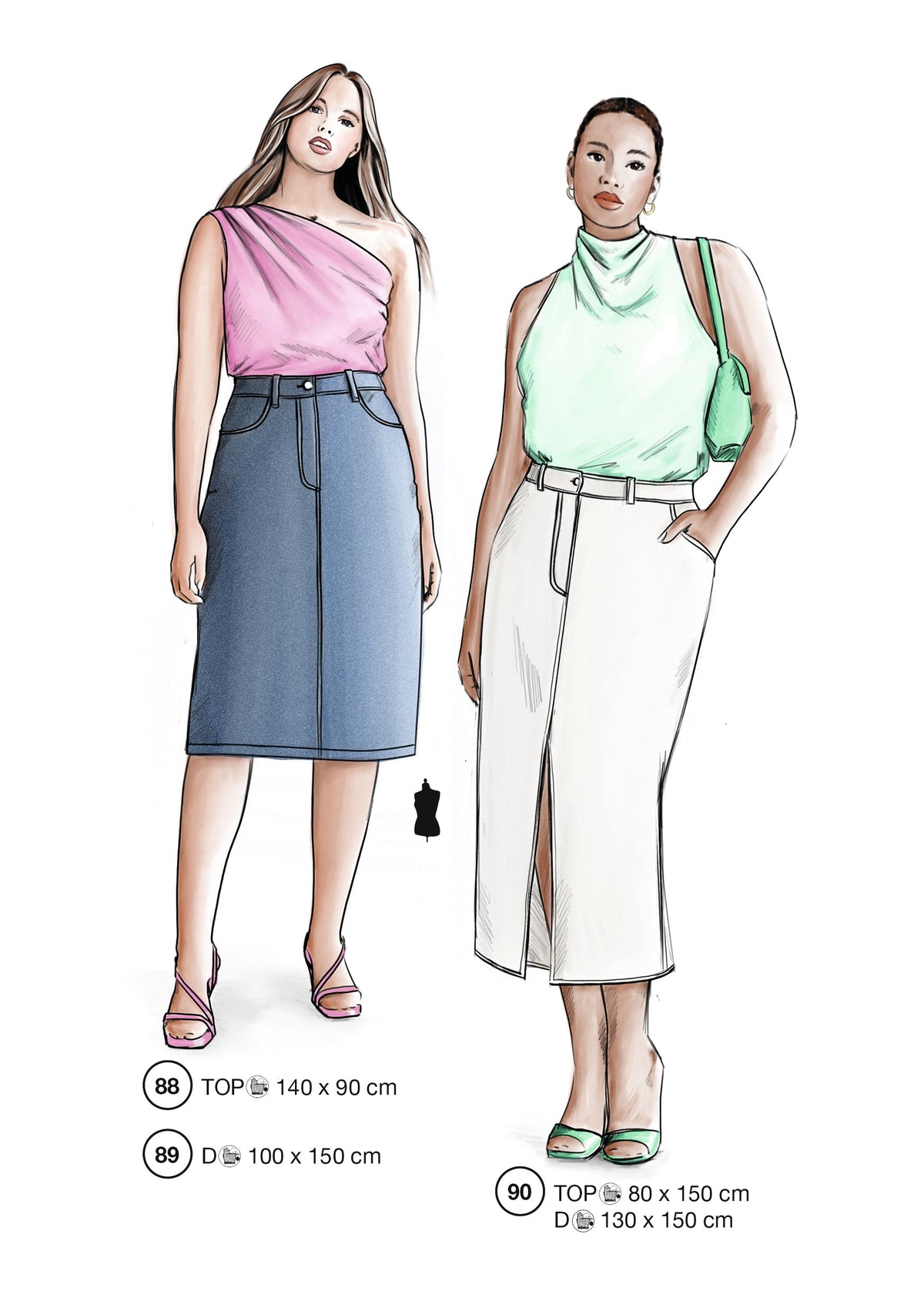 Fashion designs from the Lutterloh System® manual, page 36 of 112