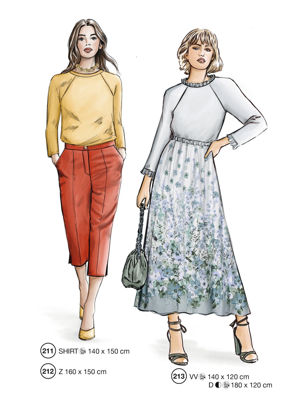 Fashion designs from the Lutterloh System® manual, page 85 of 112