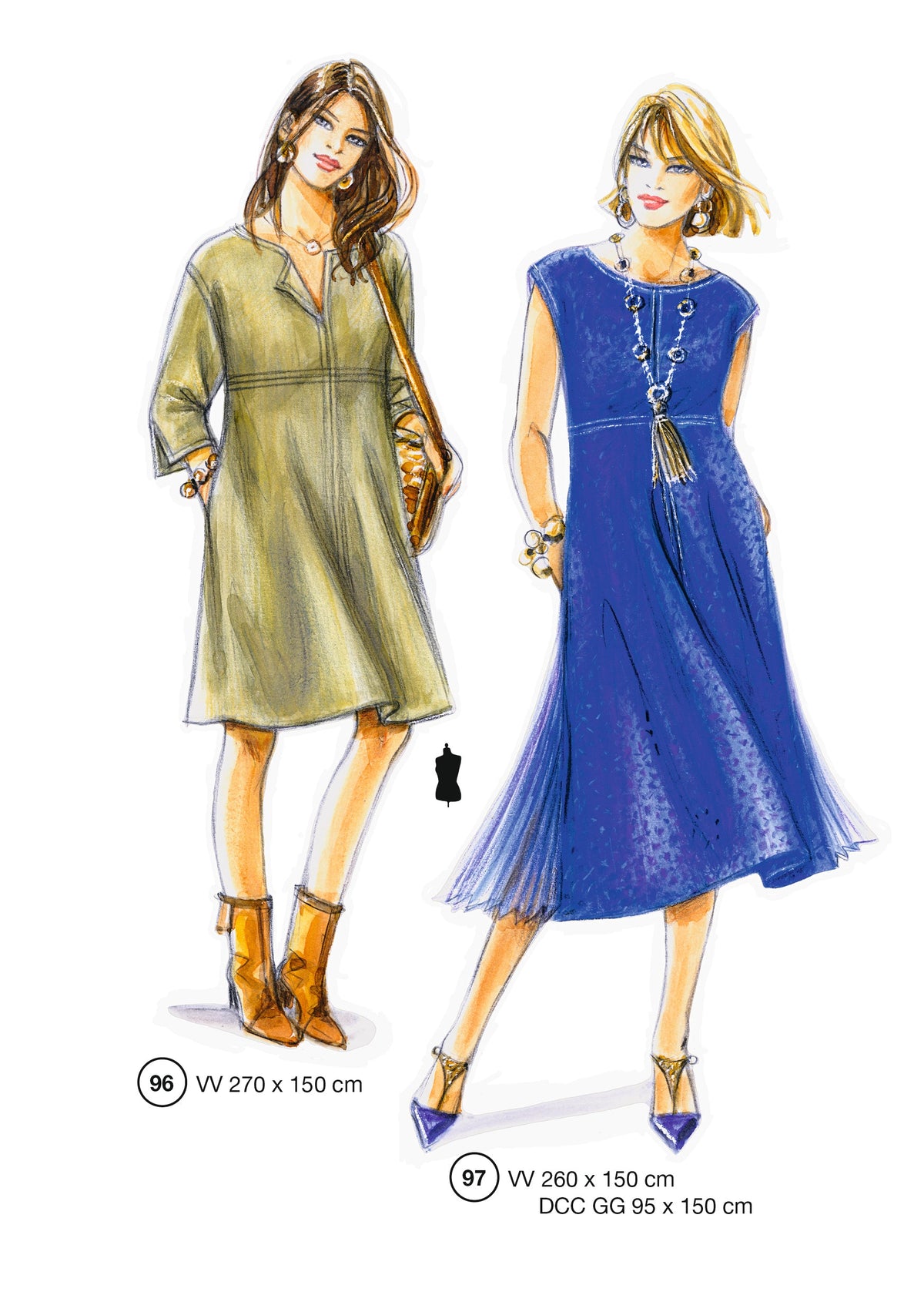 Fashion designs from the Lutterloh System® manual, page 39 of 112