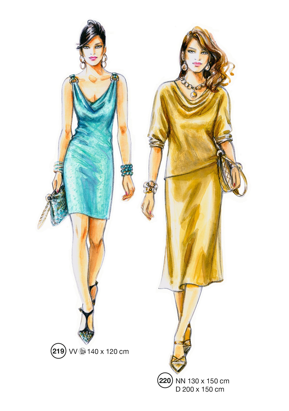 Fashion designs from the Lutterloh System® manual, page 88 of 112