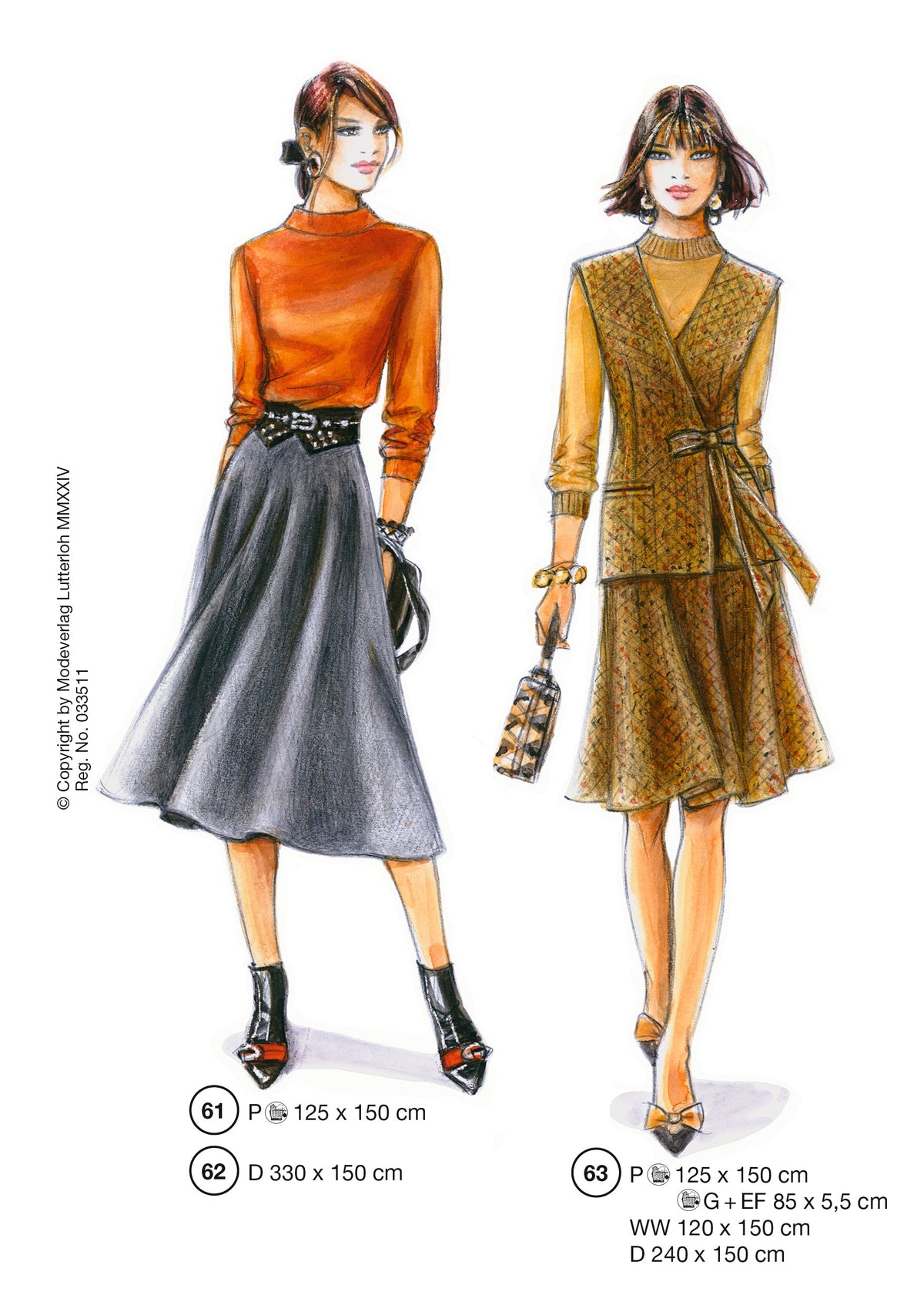Fashion designs from the Lutterloh System® manual, page 25 of 112