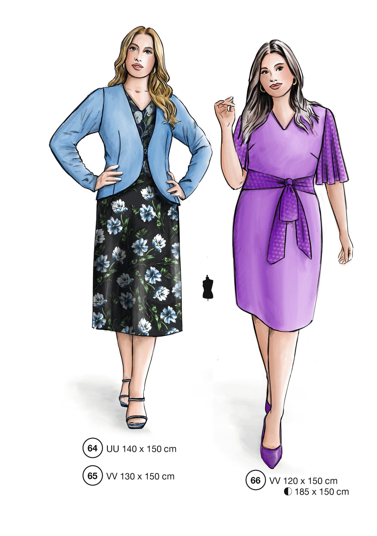 Fashion designs from the Lutterloh System® manual, page 26 of 112