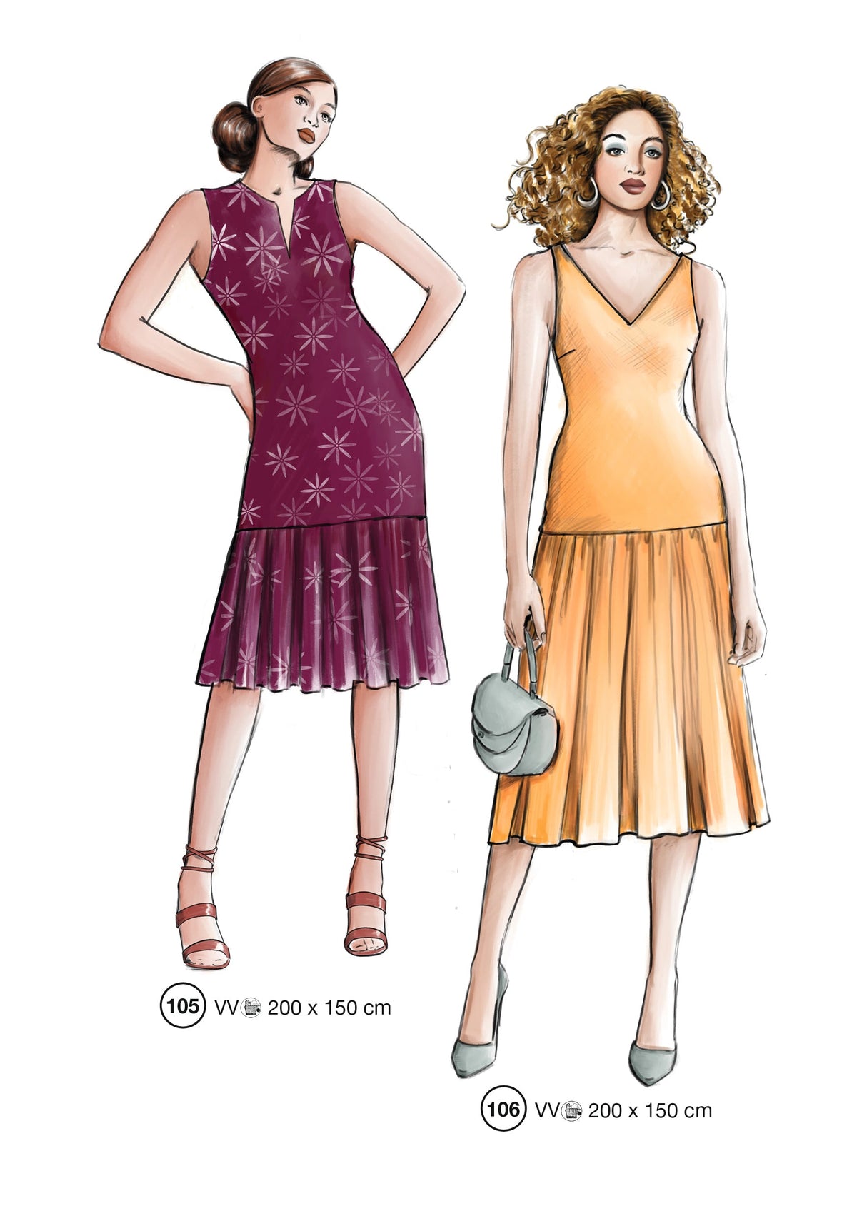 Fashion designs from the Lutterloh System® manual, page 43 of 112