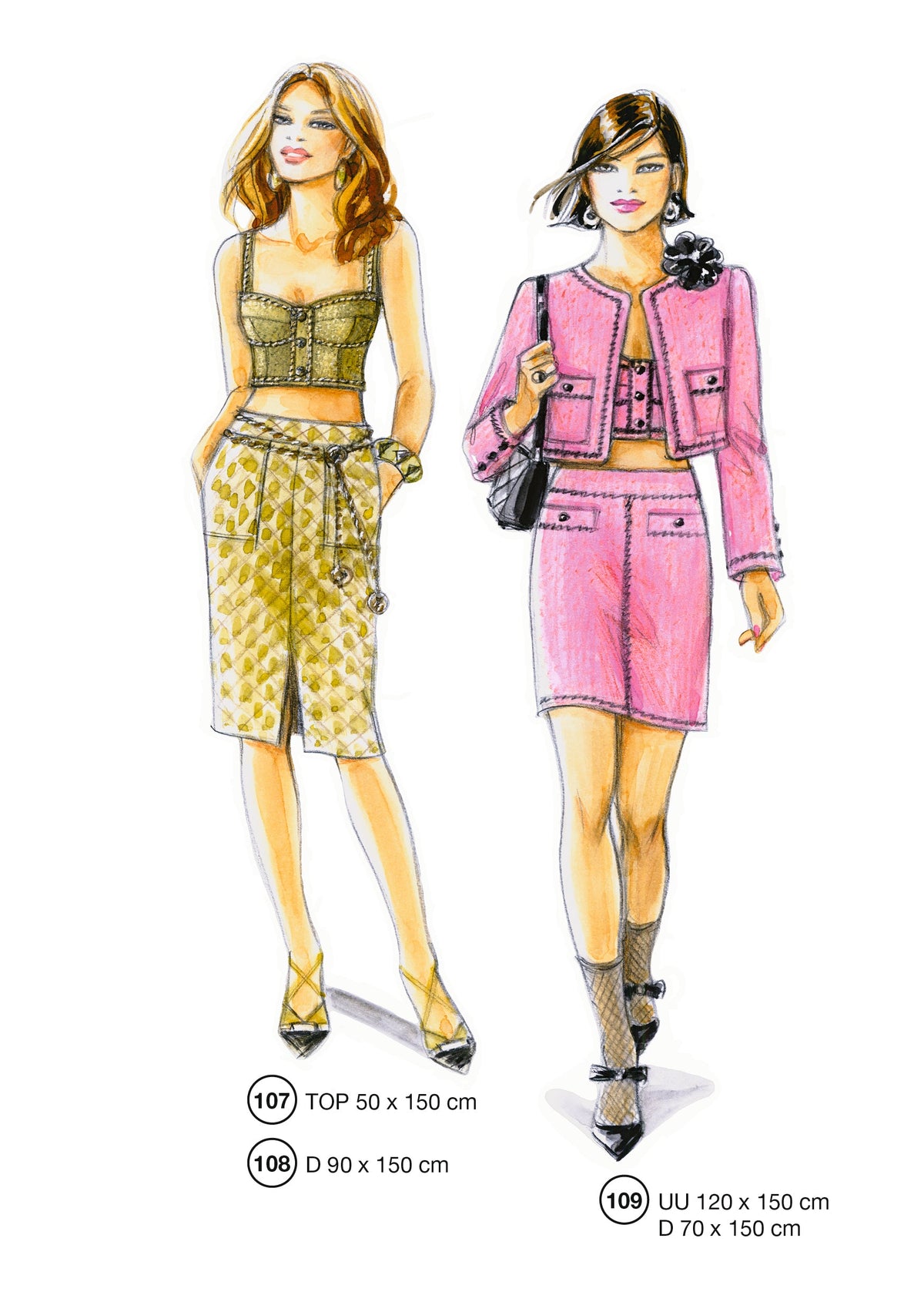 Fashion designs from the Lutterloh System® manual, page 44 of 112