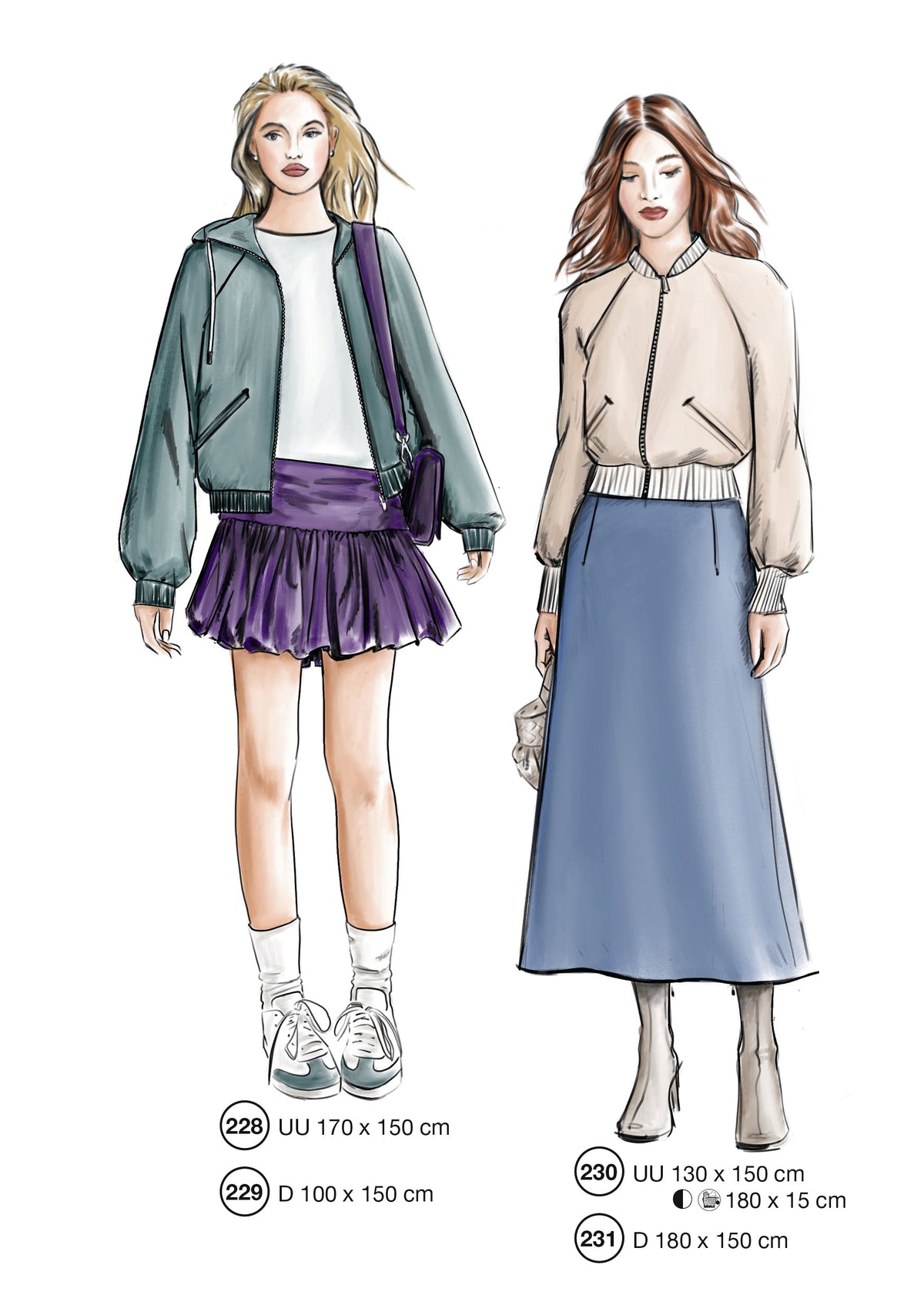Fashion designs from the Lutterloh System® manual, page 92 of 112
