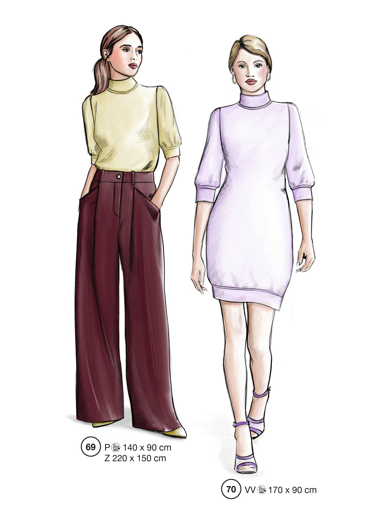 Fashion designs from the Lutterloh System® manual, page 28 of 112