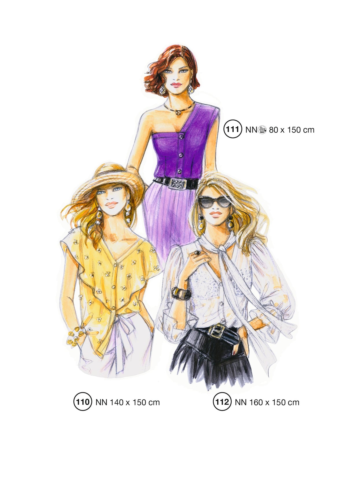 Fashion designs from the Lutterloh System® manual, page 45 of 112