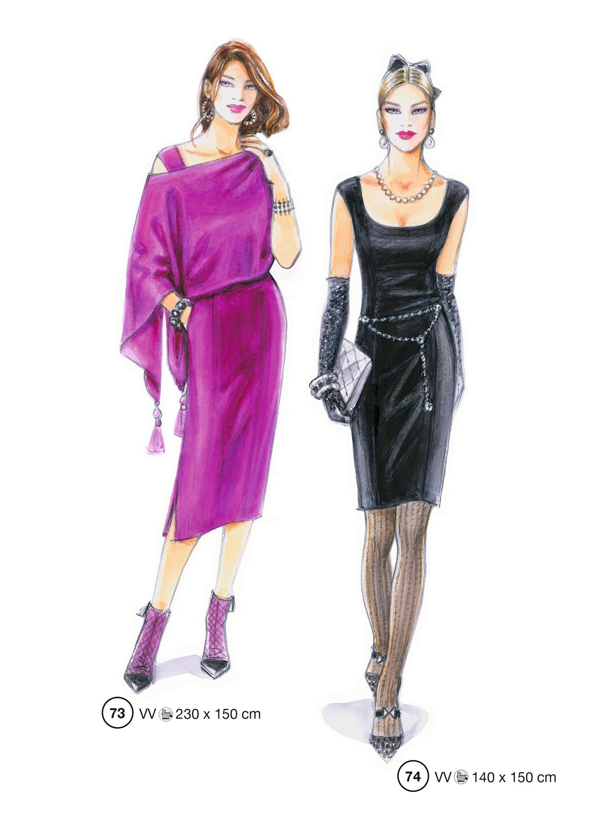 Fashion designs from the Lutterloh System® manual, page 30 of 112