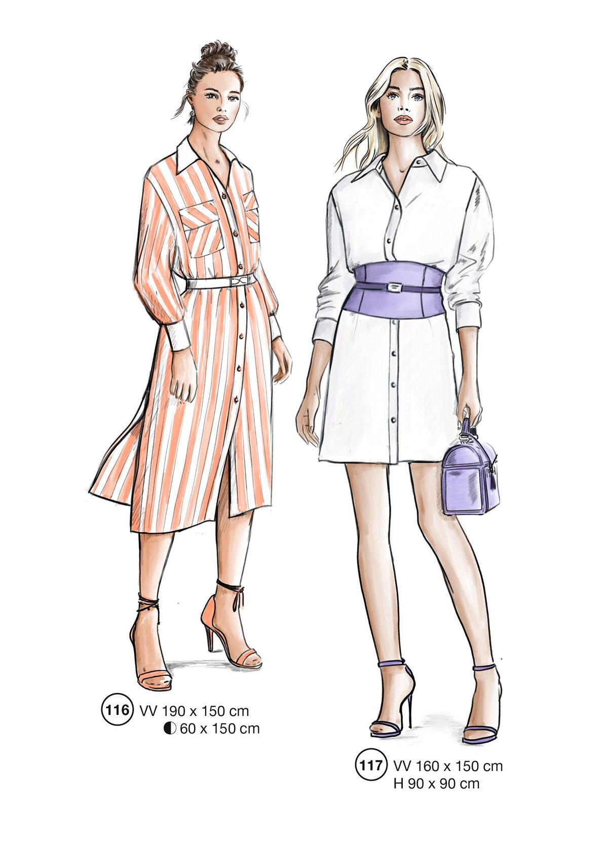 Fashion designs from the Lutterloh System® manual, page 47 of 112