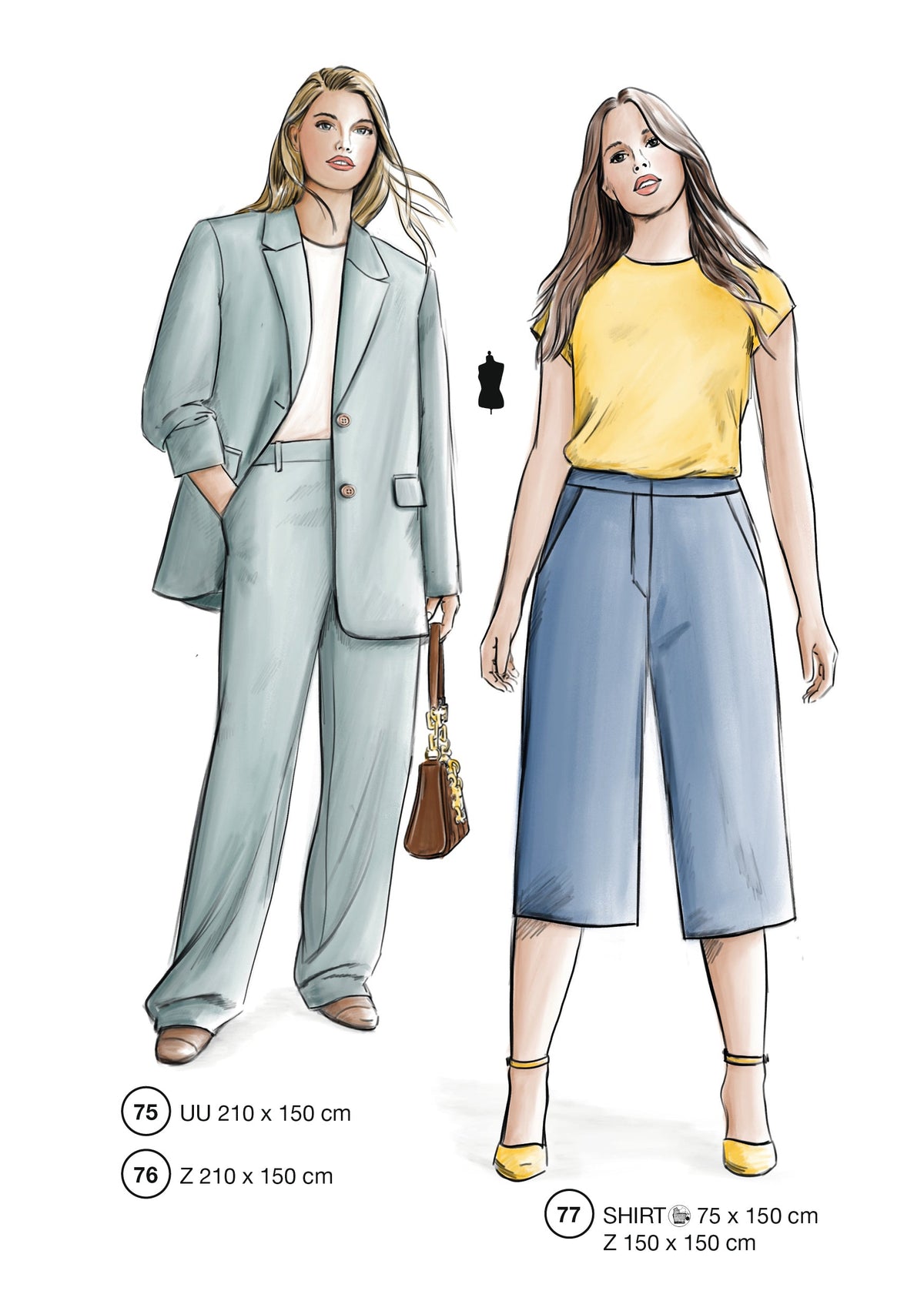 Fashion designs from the Lutterloh System® manual, page 31 of 112
