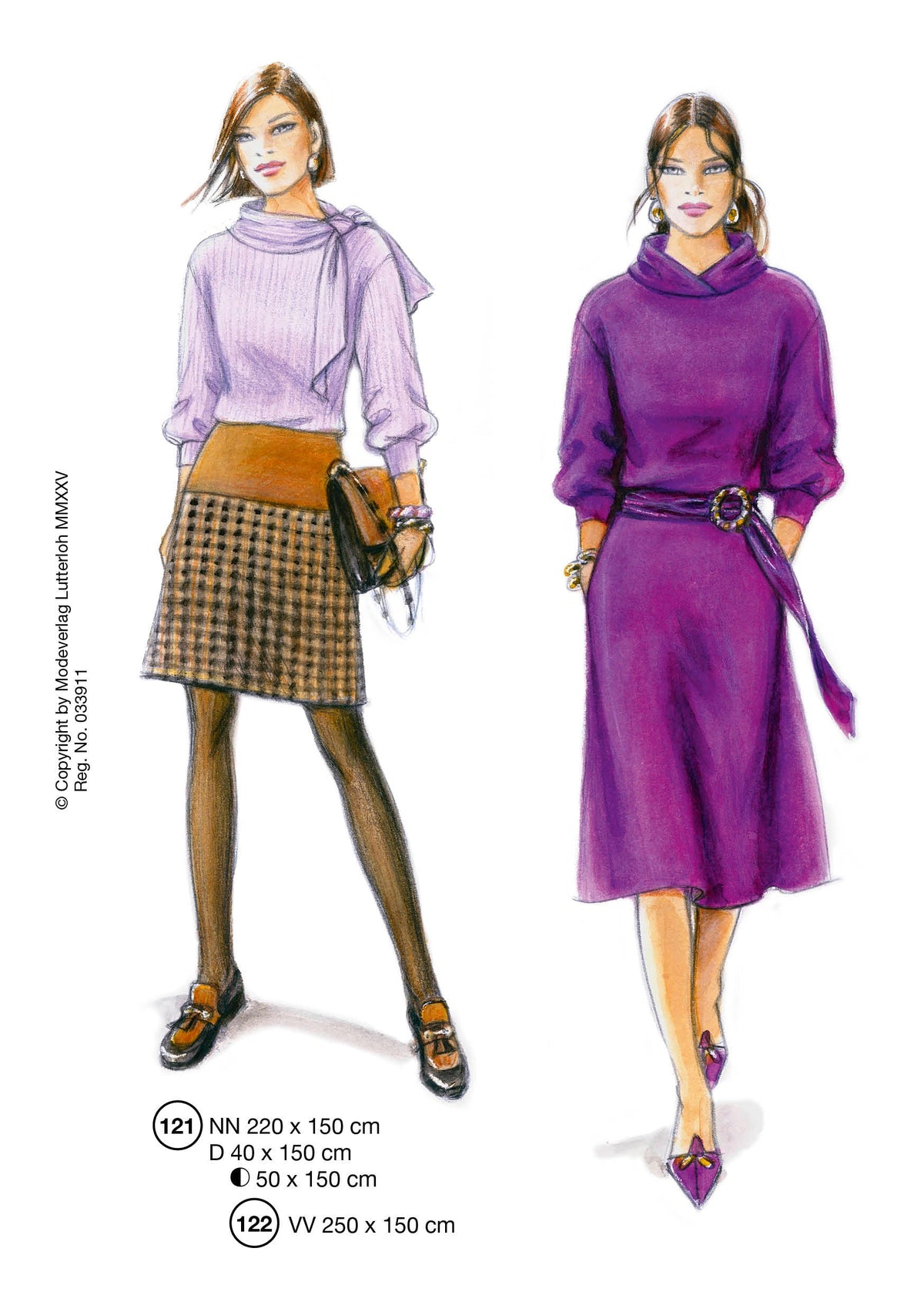 Fashion designs from the Lutterloh System® manual, page 49 of 112