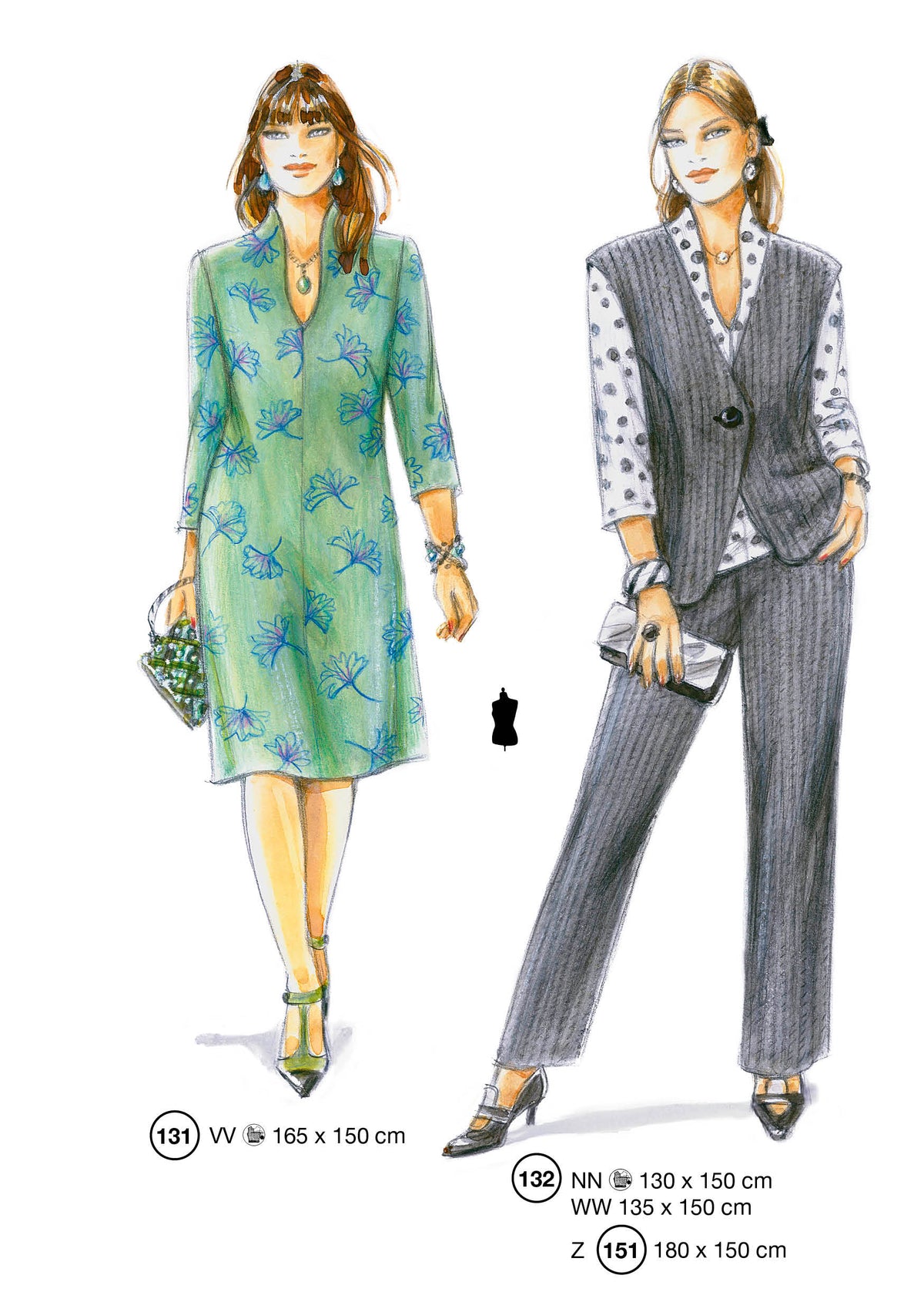 Fashion designs from the Lutterloh System® manual, page 53 of 112