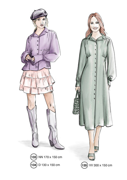 Fashion designs from the Lutterloh System® manual, page 54 of 112