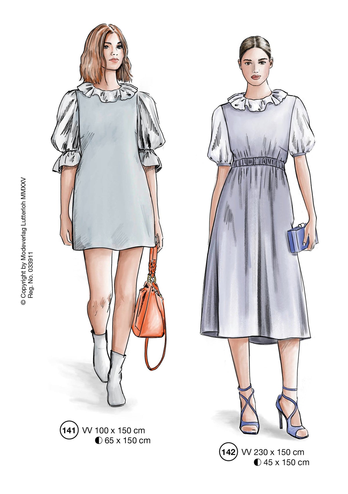 Fashion designs from the Lutterloh System® manual, page 57 of 112
