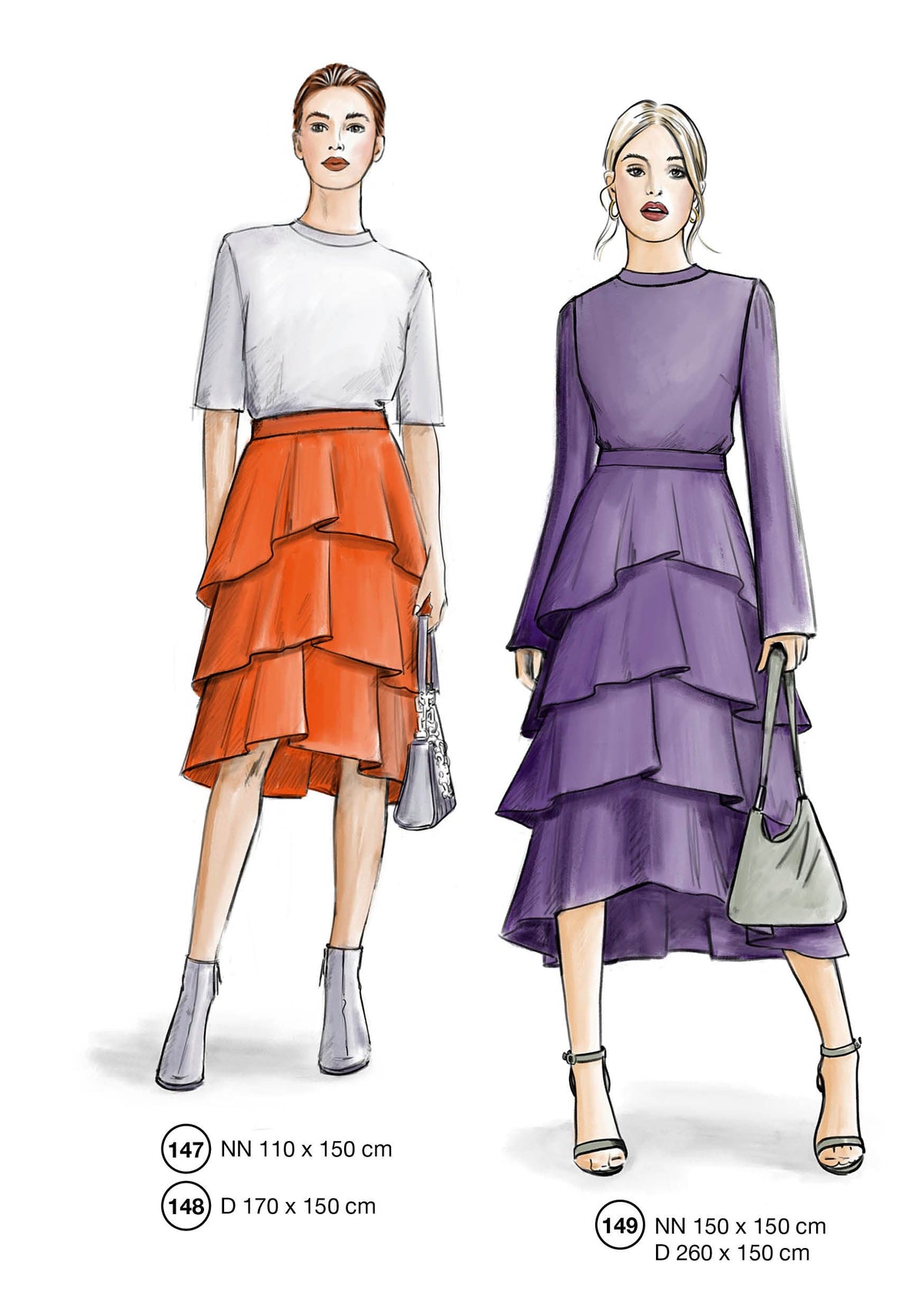 Fashion designs from the Lutterloh System® manual, page 60 of 112