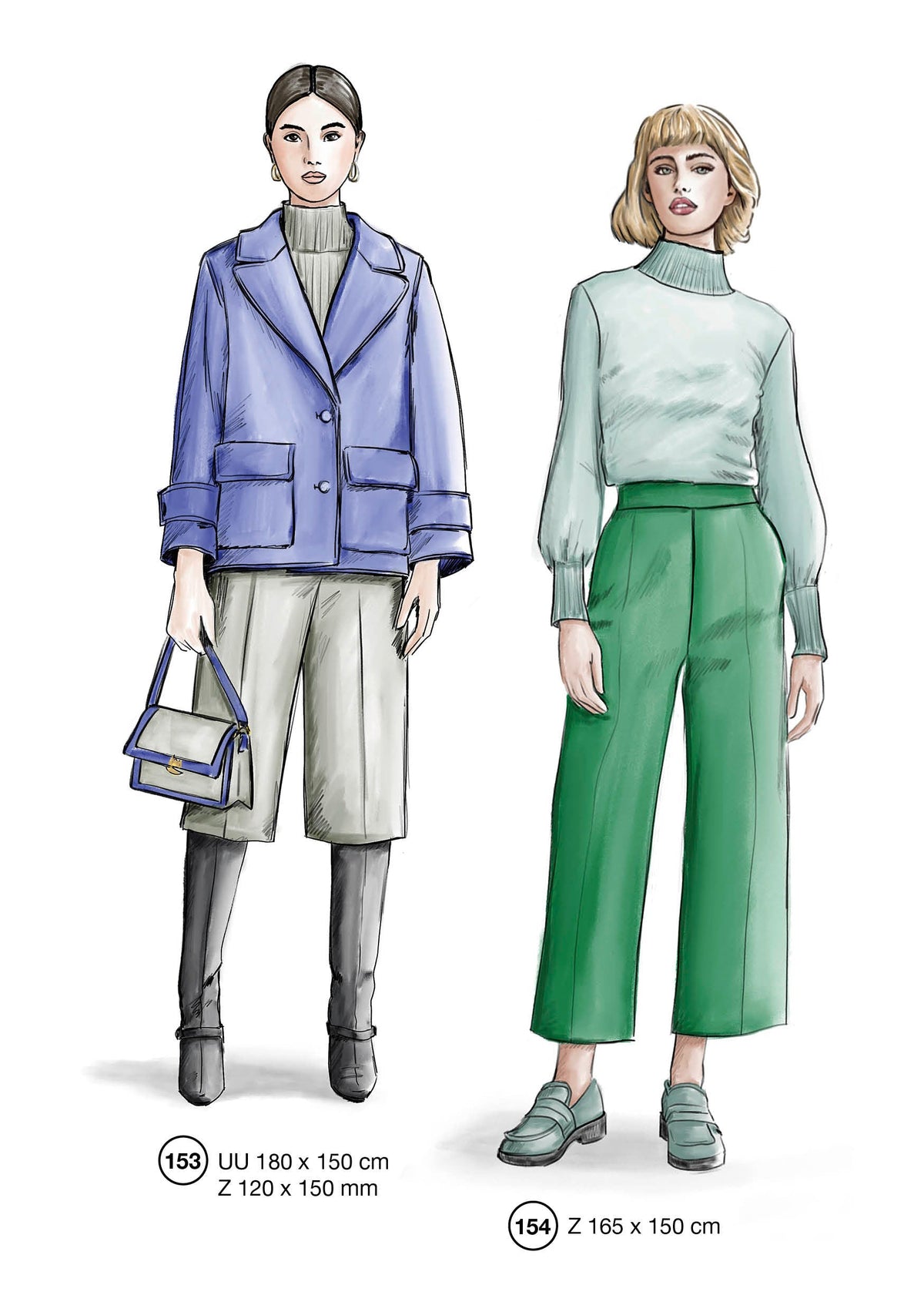 Fashion designs from the Lutterloh System® manual, page 62 of 112