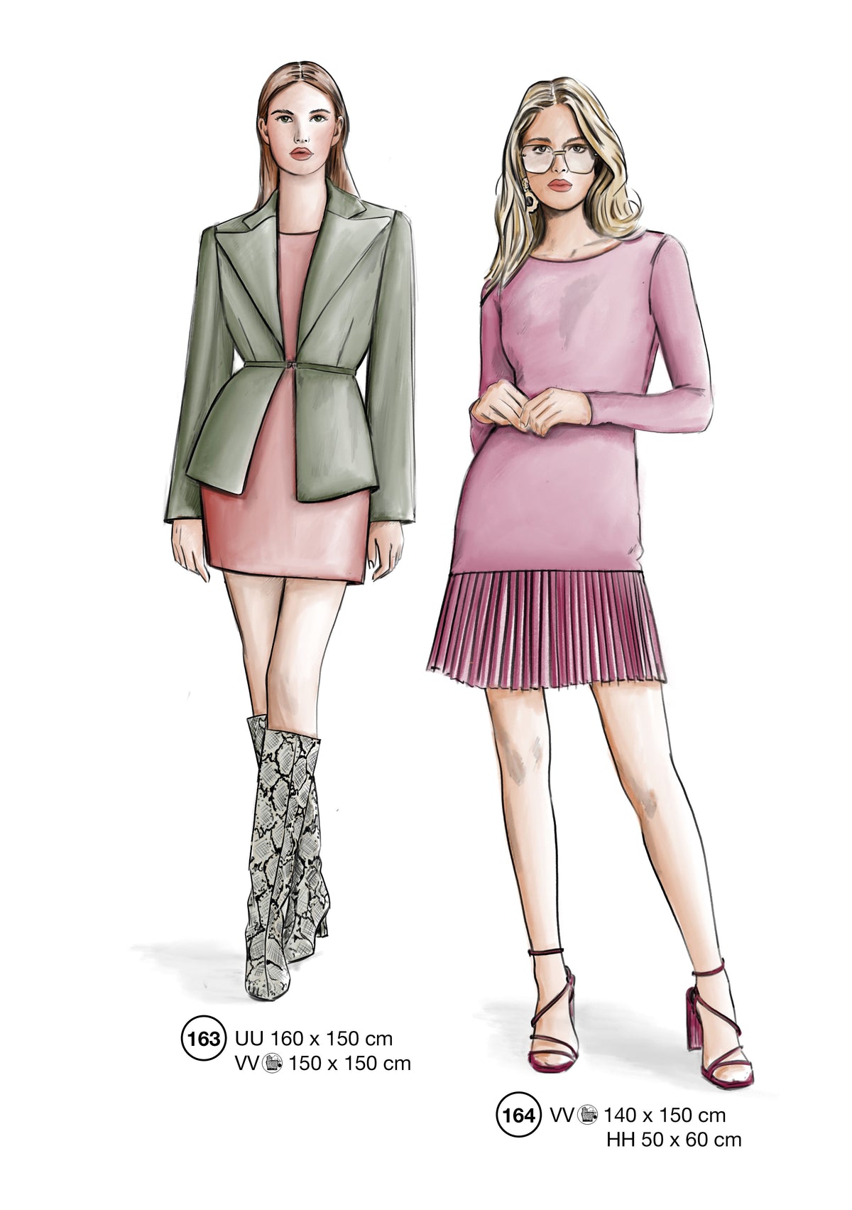 Fashion designs from the Lutterloh System® manual, page 66 of 112