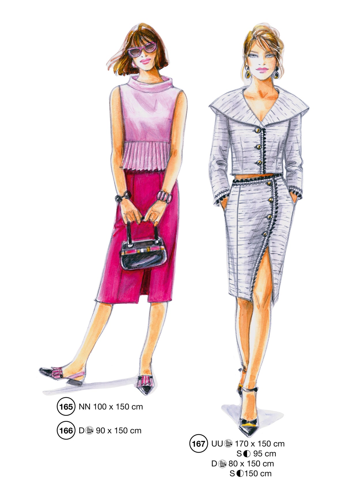 Fashion designs from the Lutterloh System® manual, page 67 of 112