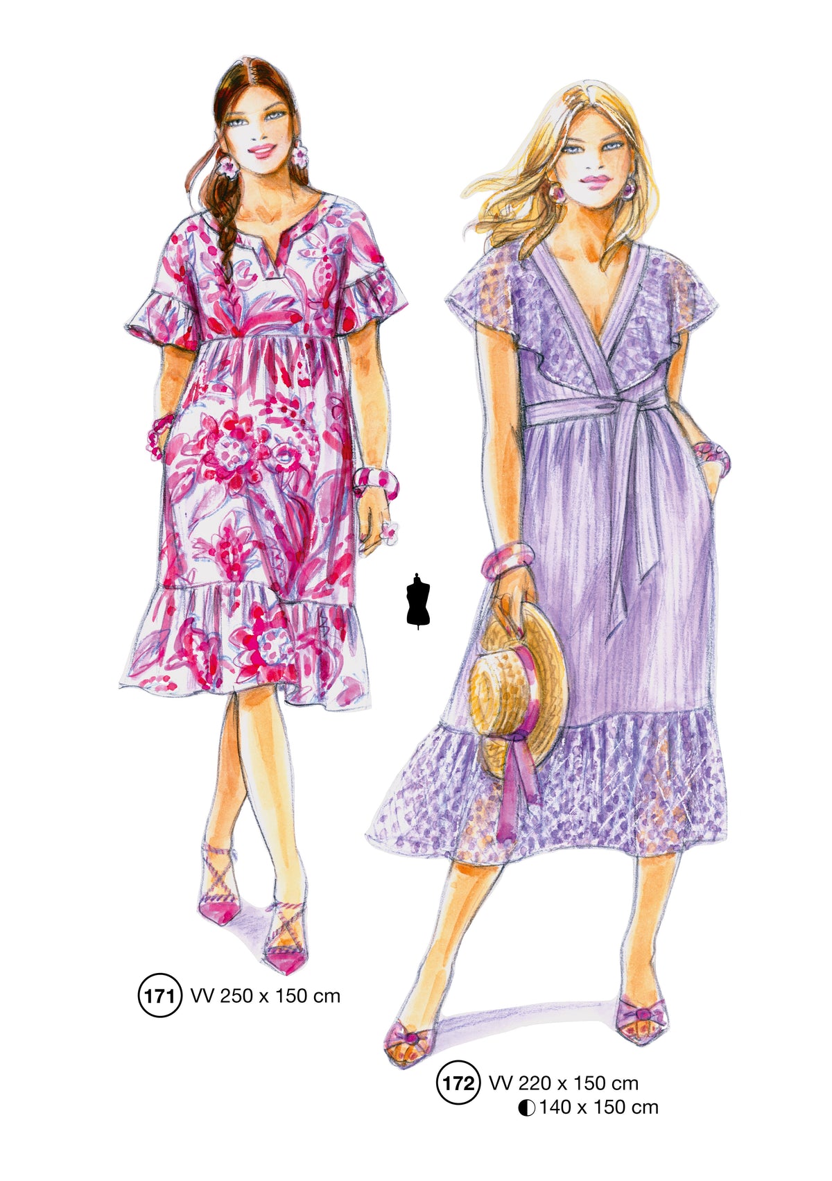 Fashion designs from the Lutterloh System® manual, page 69 of 112