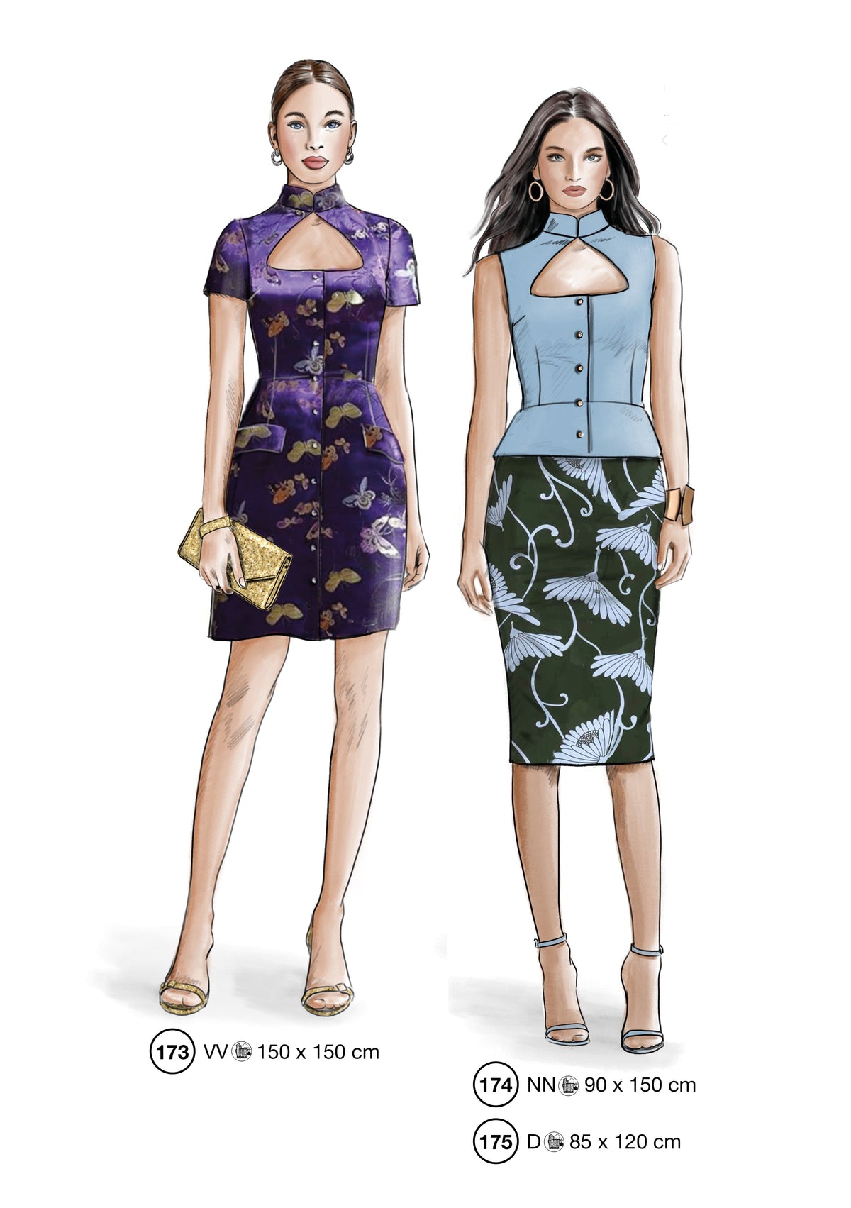 Fashion designs from the Lutterloh System® manual, page 70 of 112