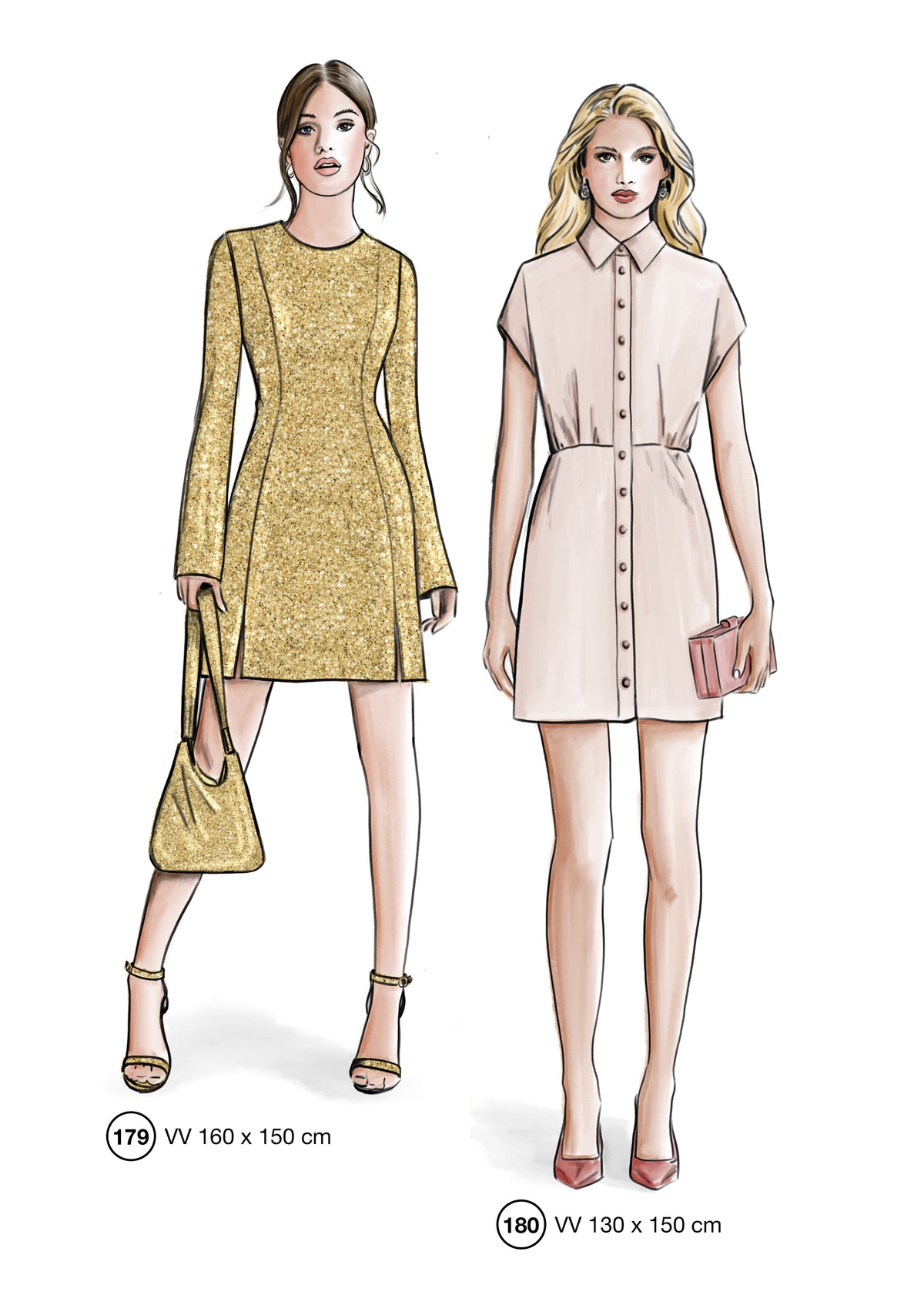 Fashion designs from the Lutterloh System® manual, page 72 of 112