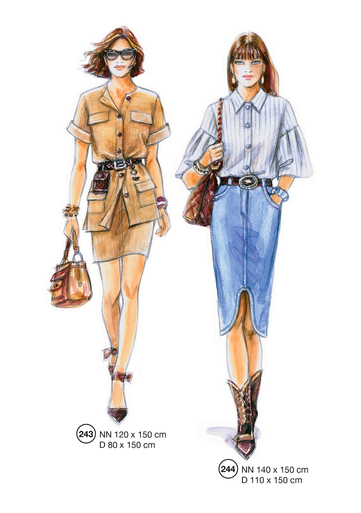 Fashion designs from the Lutterloh System® manual, page 98 of 112