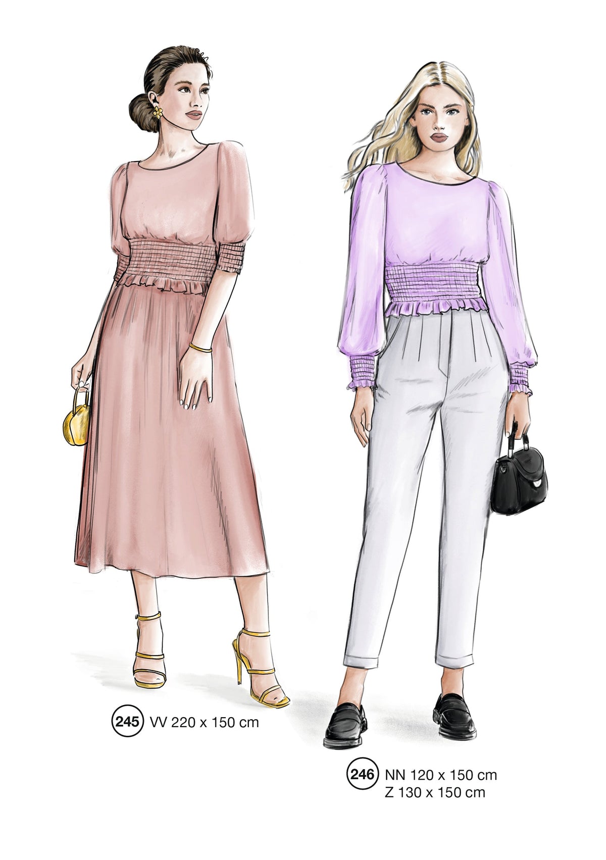 Fashion designs from the Lutterloh System® manual, page 99 of 112