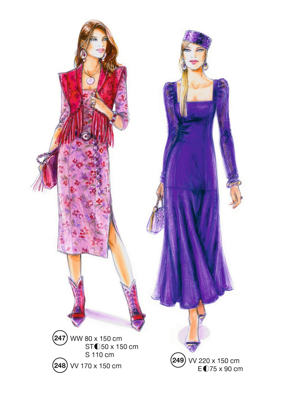 Fashion designs from the Lutterloh System® manual, page 100 of 112