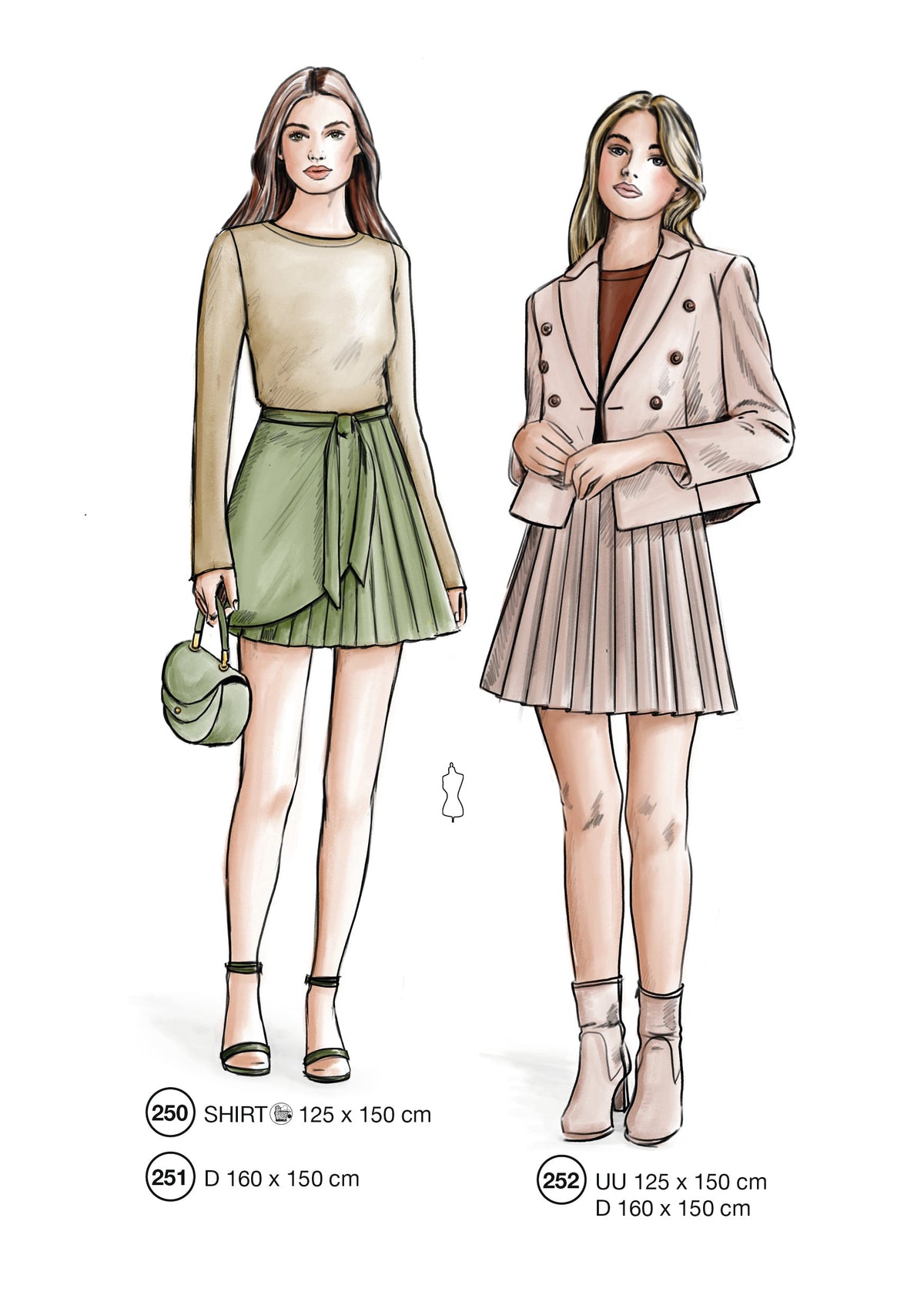Fashion designs from the Lutterloh System® manual, page 101 of 112