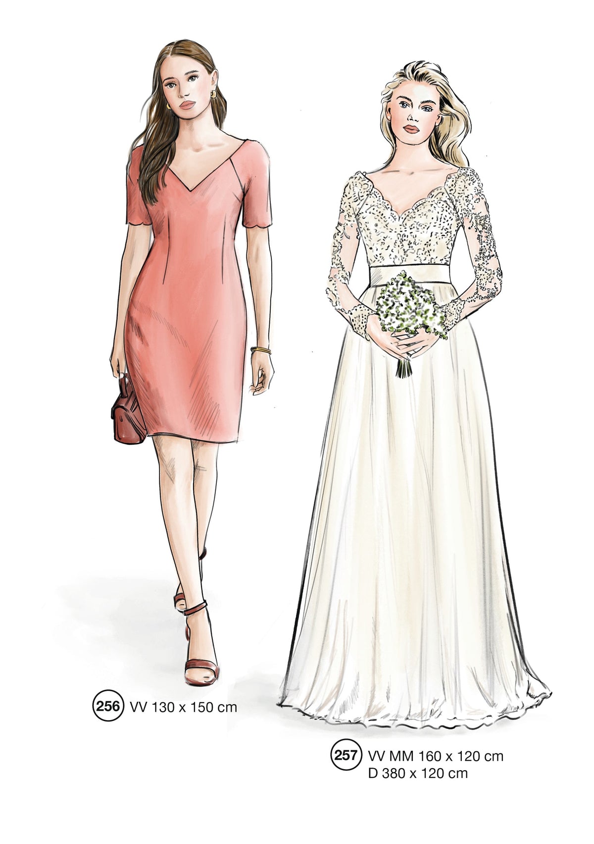 Fashion designs from the Lutterloh System® manual, page 103 of 112