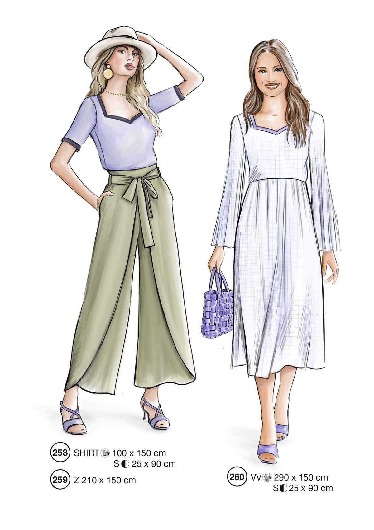Fashion designs from the Lutterloh System® manual, page 104 of 112