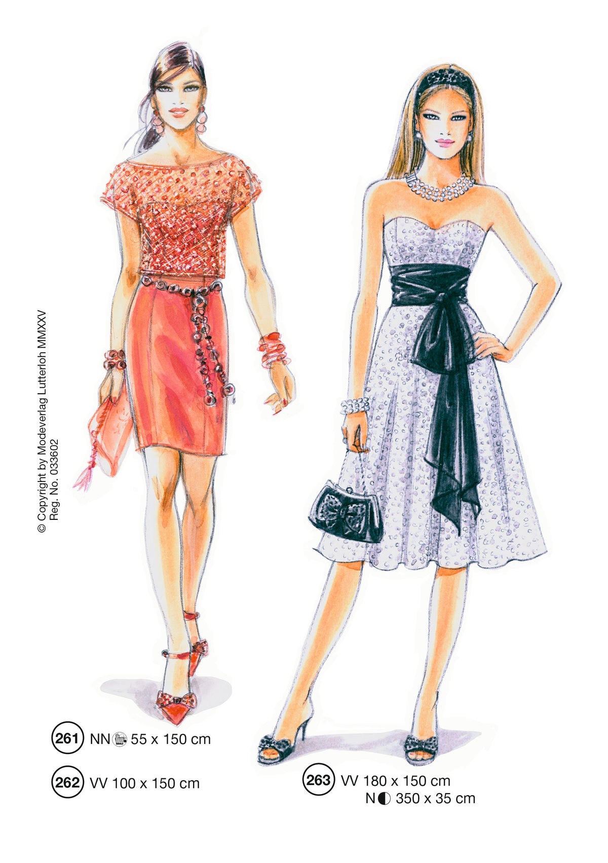 Fashion designs from the Lutterloh System® manual, page 105 of 112
