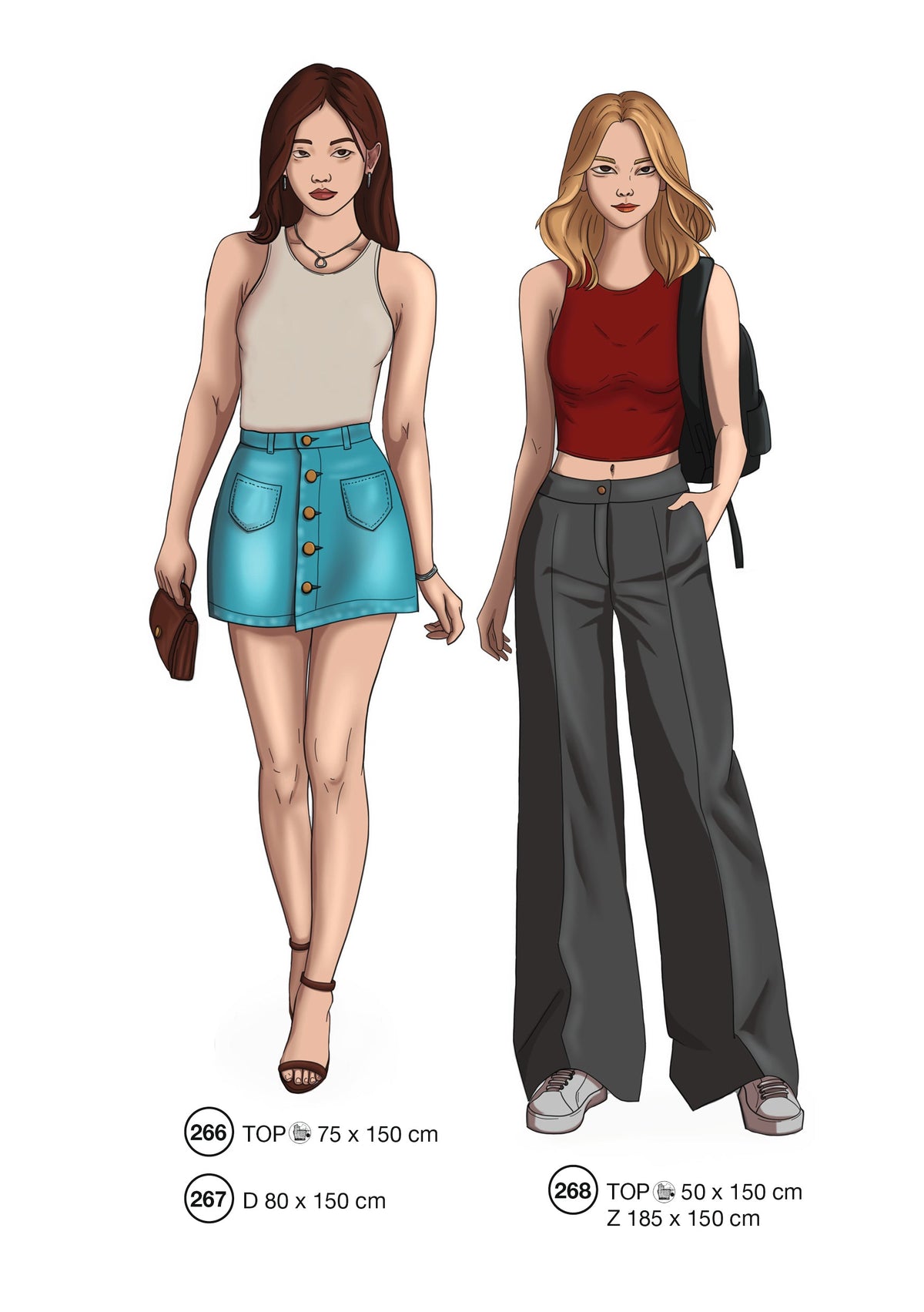 Fashion designs from the Lutterloh System® manual, page 107 of 112