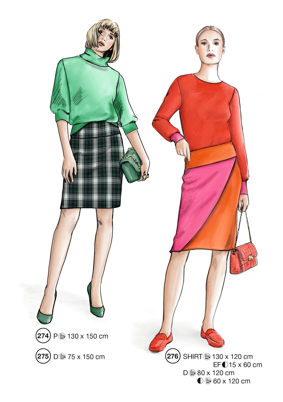 Fashion designs from the Lutterloh System® manual, page 110 of 112
