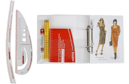 Lutterloh System with tailor's and designer's curve — instructions, special tape measure, cardboard curve and two acrylic rulers